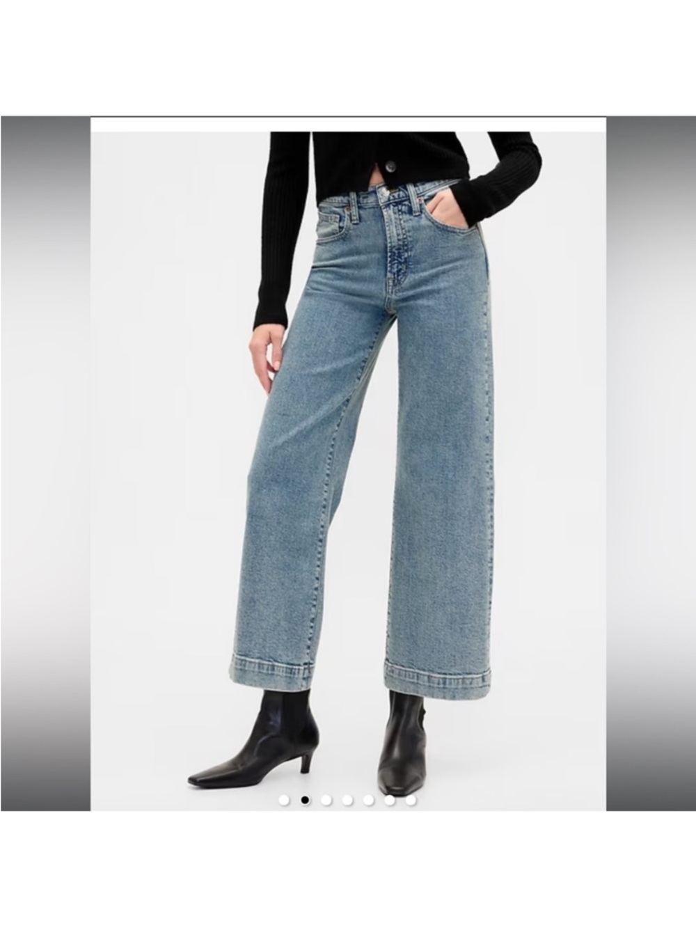 Gap NWT High Rise Wide Leg Crop Jeans Size 30 Regular in Light Tint